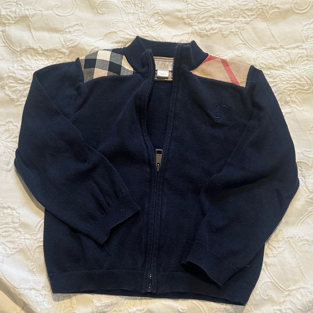 Kids Navy Checkered Sweater